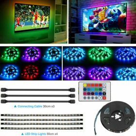 4x50CM USB 5V RGB LED Strip  Background Light  Remote Kit For TV Computer Lamp