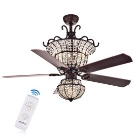 Charla 4-light Crystal 5-blade 52-inch Chandelier Ceiling Fan