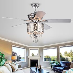 Garvey 5-blade 52-inch Chrome Ceiling Fan with 3-Light Crystal Chandelier