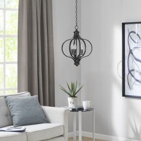 3-Light Metal Chandelier with Adjustable Chain