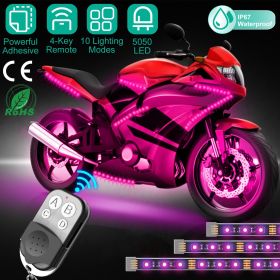 6Pcs Motorcycle LED Light Strips Multi-Color Neon Light Kits Waterproof DC 12V RGB Atmosphere Lights