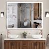 48x36 inch LED Bathroom Vanity Mirror Wall Mounted Adjustable White/Warm/Natural Lights Anti-Fog Touch Switch with Memory Modern Smart Large Bathroom