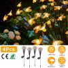 4Pack Solar Powered Stake Bee Light 2 Lighting Mode Lifelike Firefly Decorative Stake Lamp IP65 Waterproof Outdoor Landscape Garden Light Warm Yellow