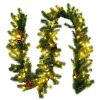 9 Feet Pre-lit Artificial Christmas Garland Red Berries with LED