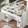 47.2"Vanity Desk with Large Mirror, 3 Colour Lighting Modes, Adjustable Brightness, Dresser with 3 Drawers & 2 Vertical Cabinets