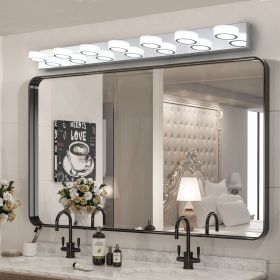 Modern 7-Light LED Vanity Light Fixture - Chrome Finish with Acrylic Light Shades - Energy-Efficient Bathroom Wall Sconce - Dimmable, 52.2-Inch Length