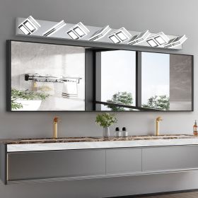 Contemporary 8-Light LED Vanity Light - 52.2-Inch Chrome Fixture with Acrylic Shade, Adjustable Brightness