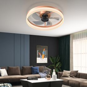 Ceiling Fans with Lights Dimmable LED Embedded installation of thin modern ceiling fans(Rose Gold)