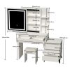 45.3" Long Large Vanity Desk with Mirror and Lights for Makeup and Chair