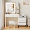 45.3" Long Large Vanity Desk with Mirror and Lights for Makeup and Chair