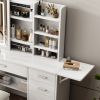 Fashion Vanity Desk with Mirror and Lights for Makeup with open shelves and Chair