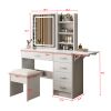 Fashion Vanity Desk with Mirror and Lights for Makeup with open shelves and Chair