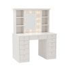 Vanity Desk with LED Lighted Mirror, Makeup Vanity with 11Drawers, 3 Color Lighting Modes Brightness Adjustable, Hidden Wiring