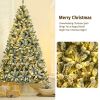 6/7/8 Feet Pre-lit Snow Flocked Christmas Tree with Metal Stand