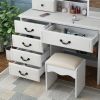 Fashion Vanity Desk with Mirror and Lights for Makeup, Vanity Mirror with Lights and Table Set with 3 Color Lighting Brightness Adjustable, 6 Drawers