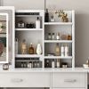 Fashion Vanity Desk with Mirror and Lights for Makeup with open shelves and Chair