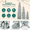 8FT, 6FT, 4FT Pre-Lit Pencil Christmas Trees, 3-set Slim Artificial Christmas Tree With Snow Flocking, Xmas Holiday Decoration Tree, 1455 Branch Tips