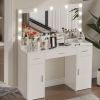 47.2"Vanity Desk with Large Mirror, 3 Colour Lighting Modes, Adjustable Brightness, Dresser with 3 Drawers & 2 Vertical Cabinets