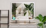 48x36 inch LED Bathroom Vanity Mirror Wall Mounted Adjustable White/Warm/Natural Lights Anti-Fog Touch Switch with Memory Modern Smart Large Bathroom