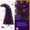 6FT Artificial Fir Bent Top Halloween Christmas Tree, Xmas Tree Bendable Grinch Style Christmas Tree Holiday Decoration w/1,080 Lush Branch Tips