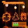 3 Pack Halloween Window Light Spider Witch Hat Pumpkin with Orange Light Hanging Halloween Decoration Light with Suction Cup Hanging Holes