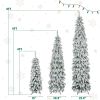 8FT, 6FT, 4FT Pre-Lit Pencil Christmas Trees, 3-set Slim Artificial Christmas Tree With Snow Flocking, Xmas Holiday Decoration Tree, 1455 Branch Tips