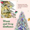 6FT Pre-Lit Spruce Snow Flocked Christmas Tree, Artificial Hinged Xmas Tree with 300 Multi-Color LED Lights, 8 Flashing Modes &790 Snow Branch Tips