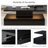 ON-TREND Modern Glossy Coffee Table With Drawer, 2-Tier Rectangle Center Table with LED lighting for Living room, 39.3''x19.6''x15.3'', Black