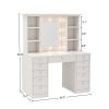 Vanity Desk with LED Lighted Mirror, Makeup Vanity with 11Drawers, 3 Color Lighting Modes Brightness Adjustable, Hidden Wiring