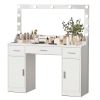 47.2"Vanity Desk with Large Mirror, 3 Colour Lighting Modes, Adjustable Brightness, Dresser with 3 Drawers & 2 Vertical Cabinets