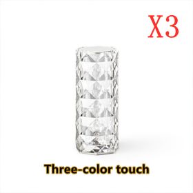 Nordic Crystal Lamp USB Table Lamps Bedroom Touch Dimming Atmosphere Diamond Night Light Rose Projector Lamp Decor (Option: White-3colors 3pcs-USB)