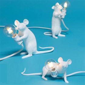 Nordic Creative Mini Animal Mouse Lamp Living Room Dining Room Bedroom Clothing Store Personalized Eye Protection Gift Resin Table Lamp (Option: White combination-3pcs-US)