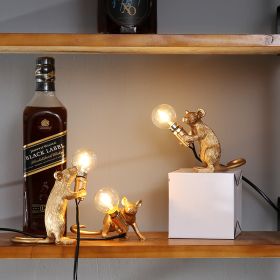 Nordic Creative Mini Animal Mouse Lamp Living Room Dining Room Bedroom Clothing Store Personalized Eye Protection Gift Resin Table Lamp (Option: Golden combination-3pcs-US)