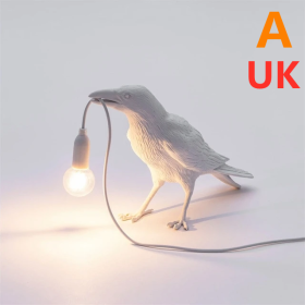 Creative Auspicious Bird Resin Wall Lamp Decoration (Option: White-A-UK)