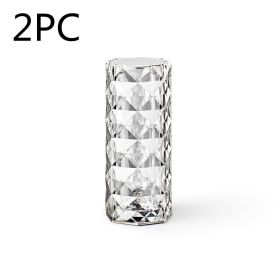 Nordic Crystal Lamp USB Table Lamps Bedroom Touch Dimming Atmosphere Diamond Night Light Rose Projector Lamp Decor (Option: White-16colors 2PC-USB)