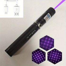 Green Laser Pointer, 10000m USB Charging Built-in Battery Torch, For Long Distance Guidance Work, Lighting Demonstration (Color: Purple, Style: USB Laser)