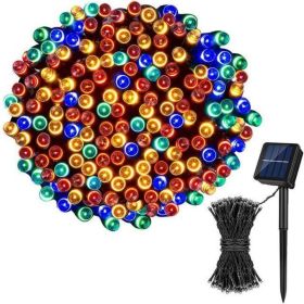 1pc; Led Solar String Light (21.3ft /39.3ft); 8-mode; 30led/100led; Solar Fairy Lamp; Waterproof Outdoor Festival Lights; Twinkle Lights (Color: Color, size: Solar Light String 39.37ft 100LED)