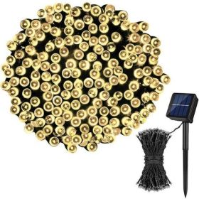 1pc; Led Solar String Light (21.3ft /39.3ft); 8-mode; 30led/100led; Solar Fairy Lamp; Waterproof Outdoor Festival Lights; Twinkle Lights (Color: Warm White, size: Solar Light String 39.37ft 100LED)