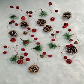 Christmas Decorative Light Led Pine Cone Light String; Small Mulberry Fruit Pull Flag Christmas Pine Cone Light; Pine Needle Bell Copper Wire Light (Style: 2M20Lcomplex)