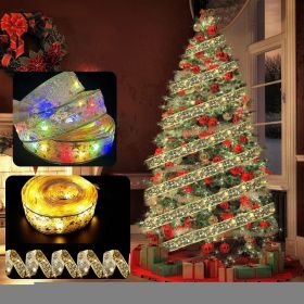 Christmas Glowing Ribbon Led Light String Christmas Tree Smart Bluetooth Symphony Decorative Gold Ribbon (coloer: Glowing Ribbon-gold, size: 2 meters)