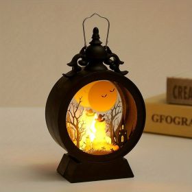 Vintage LED Halloween Candle Lantern Halloween Lantern,Mini Lantern Decorative Lights Vintage Hanging LED Small Candle Lanterns Gifts For Indoor (Style: Pumpkins)