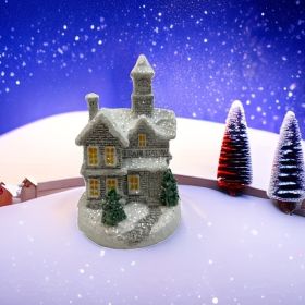 3pcs/set Resin Christmas Scene Village Houses Town With Warm White LED Light Holiday Gifts Xmas Decoration For New Year 2024 (Color: Red)