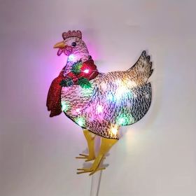 1pc Glowing Chicken Garden And Yard Decoration Card, Scarf Chicken, Christmas And Halloween Day Decoration Lights, Battery Powered (No Plug) (Color: Lanterns)