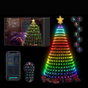 Smart Christmas Tree Lights with Remote & APP Control RGB Color Changing Waterproof String Lights (size: 1.8m)