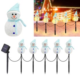 Christmas Pathway Lights Outdoor, 5PCS Snowman Solar Christmas Decorations Light (Color: Blue)