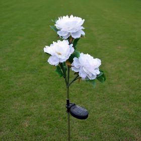 LED Roses with Leaves Flower Stake, Solar Energy for Garden Backyard (Color: White)