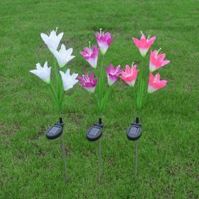 Lily Multi-Changing LED Lights - Solar Garden Stake Lights (Color: Pink)