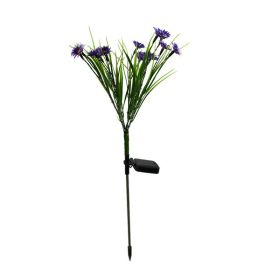 LED Daisy Flower Stake Light Solar Energy Rechargeable for Outdoor Garden (Color: Purple)