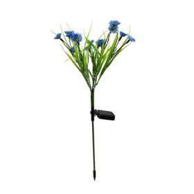 LED Daisy Flower Stake Light Solar Energy Rechargeable for Outdoor Garden (Color: Blue)