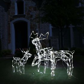 3 Piece Christmas Light Display Reindeers 229 LEDs (Color: Cold white)